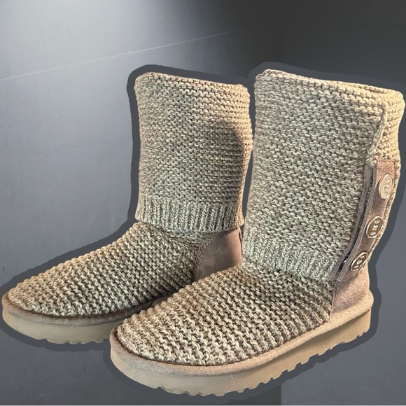 NWOT UGG Dark Charcoal Gray Cozy Knit ‘Purl Cardy Knit Boots’ w/ Wool Lining 6 - Picture 14 of 15